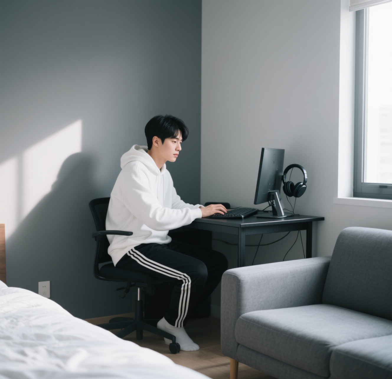 노트북으로 일하는 여성